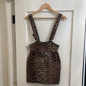 Vintage Leopard Print Overall Mini Dress